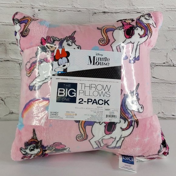 'THE BIG ONE' PLUSH PILLOWS 2-PIECE SET "DISNEY" 'MINNIE MOUSE & UNICORNS' - Picture 1 of 14
